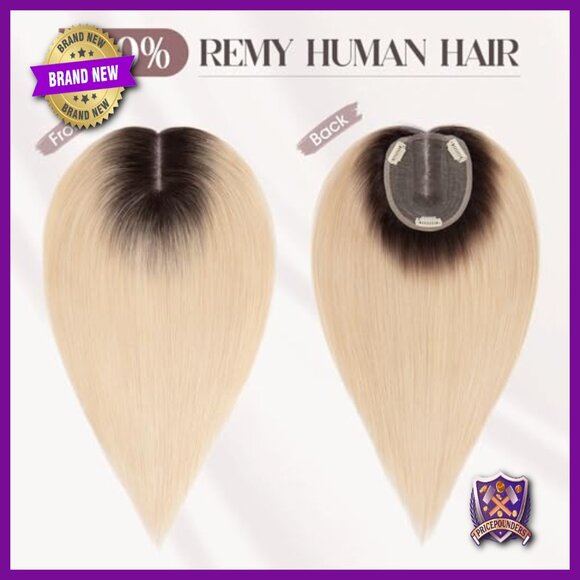 Human Hair Topper 10x12cm Lace Base Clip-In Hairpiece Hand-Tied Remy main image 4